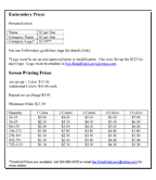 Price Sheet